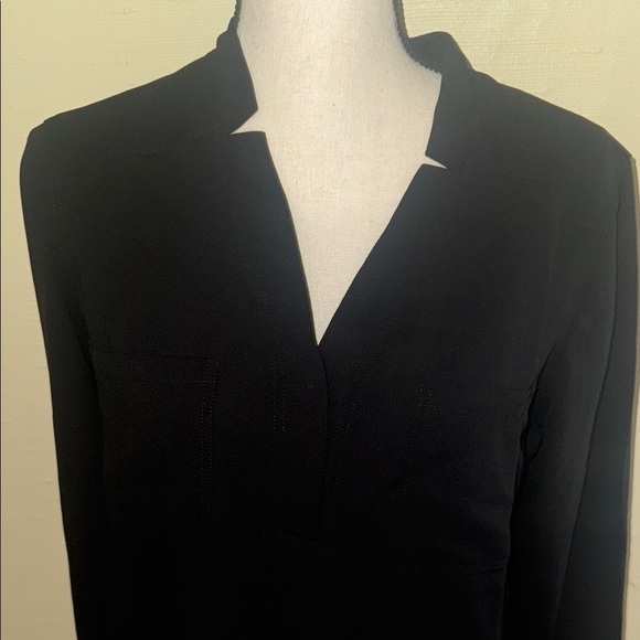 Black Popover Airy Tunic Sheer Lined Blouse - Picture 6 of 8